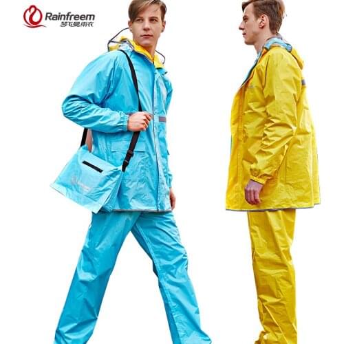 Rainfreem Reversible Impermeable Raincoat Women/Men Rain Jacket Pants Suit Motorcycle Raincoat Waterproof Poncho Rain Gear