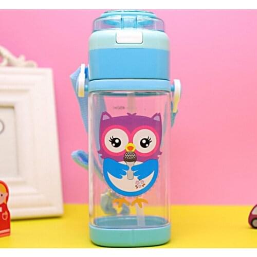 Cartoon Children Students Readily Cup Baby Large Capacity Water Bottle With Strap Infant Straw Cup 500ML