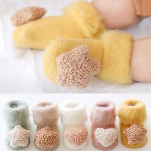 Newborn Sock Velvet Upset Toddler Socks non-slip Floor Brush Stereo Doll Baby Socks Terry Newborn Sokken Winter Warm