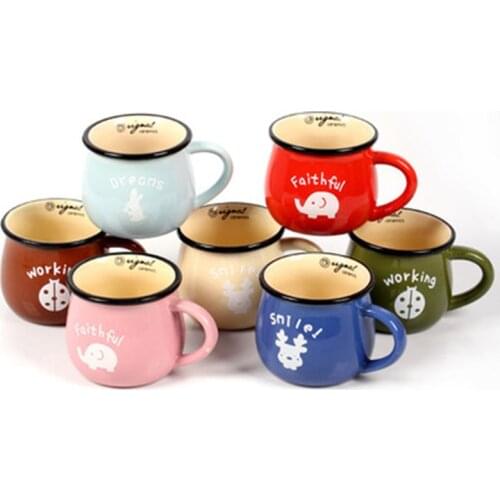 New Retro Ceramic Cup Creative European Style Breakfast Mug Enamel Milk Cups Cute Mugs Animal Picture Coffee Cup Lovely Gift Mug