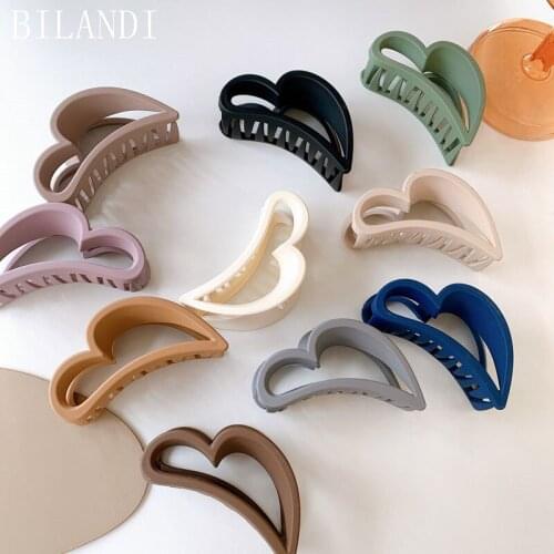 2021 New Korea Matte Resin Hair Clips Geometric Hollow Shark Love Heart Hair Clip Hairpin Headwear Accessories for Women Girls