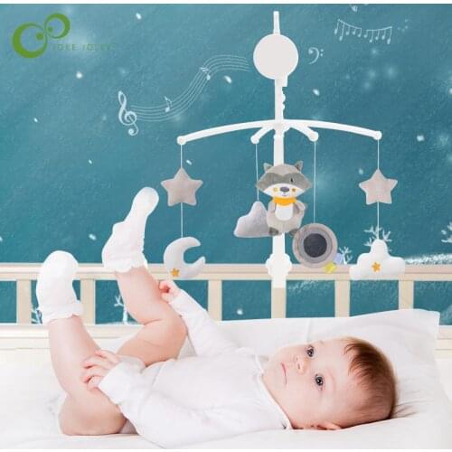 Newborn Baby 0-3-6 months Soothing Bed Bell Toy Boy Girl 1 Year Old Music Rotating Bedside Pendant Rattle Comfort Cloth Toys DDJ