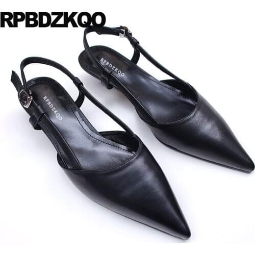 Pointed Toe Genuine Leather Chinese Ladies Black Designer Shoes Women Luxury 2021 Low Heel Yellow Slingback China High Quality