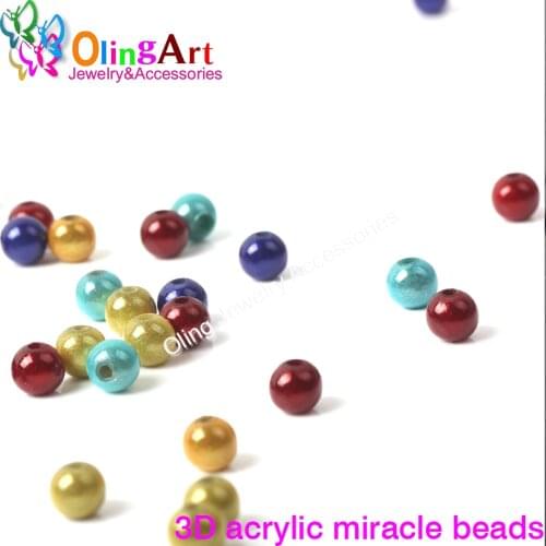 OlingArt 4,6,8,10,12,20mm Mixed Color 3D Illusion Miracle beads Acrylic Spacer bead bubblegum Fantasy DIY jewelry making 2019