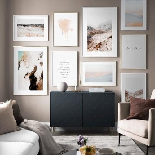 Scandinavian Poster Mountain Desert Abstract Quotes Nordic Wall Art Canvas Print Dune Landscape Painting Home Decoration Picture