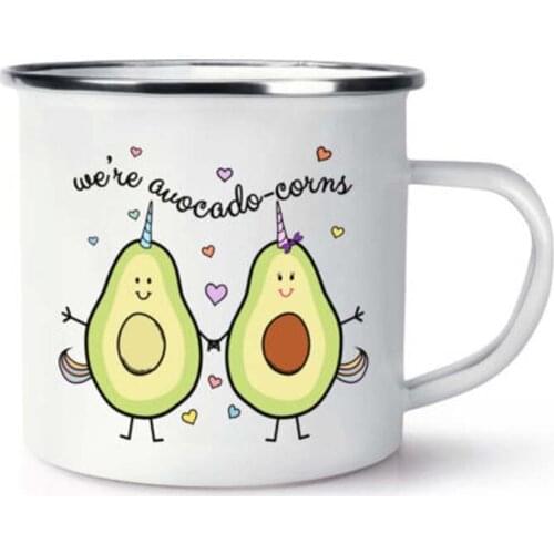 Stainless Steel Camping Coffee Mug We're Avocadocorns Retro Enamel Birthday Christmas Outdoors Metal Enamel Campfire Cup