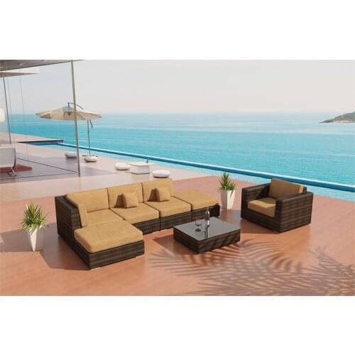 Factory direct sale SGS tested deep seating pe rattan modern italian style sectional sofa