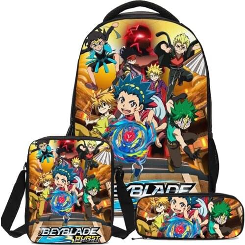 Hot 3 Pcs/set Children School Bags 3D Beyblade Burst Game Pattern School Backpack Teen Boys Girls Kids Bookbag Mochila Escolares