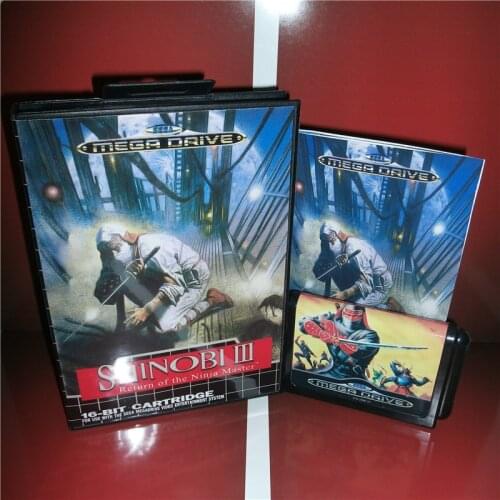 Shinobi 3 EU Cover with Box and Manual For Sega Megadrive Genesis Video Game Console 16 bit MD card