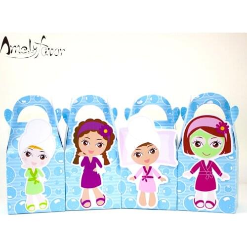 SPA Theme Party Favor Box Candy Box Gift Cupcake Box SPA girls Birthday Event Party Decorations Container Supplies
