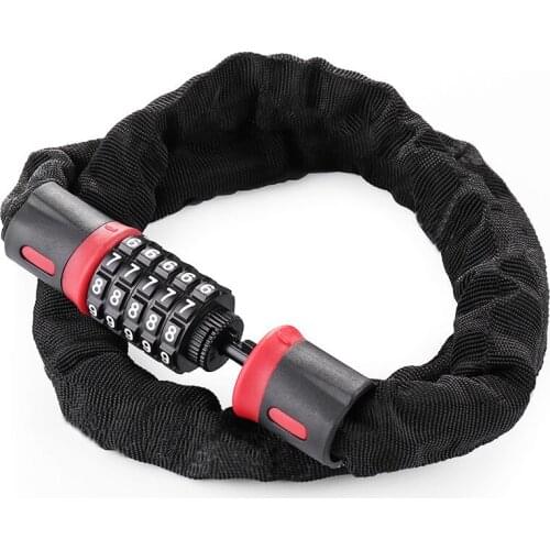 Bike Lock 4 Digital Code Password Cable Chain Lock Bicycle Alloy Steel Cycling Safety Anti-theft Motorcycle Scooter Lock BLK9041