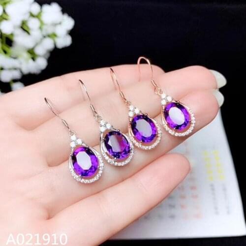 KJJEAXCMY boutique jewelry 925 sterling silver inlaid Amethyst womens earrings support detection trendy