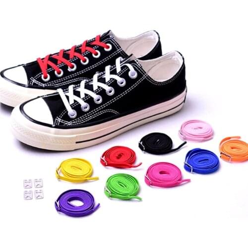 1pair ShoeLaces + 4pcs Buckle 105CM No Tie Lazy Rubber Shoes Lace Children Safe Elastic Shoe laces 10 Colors