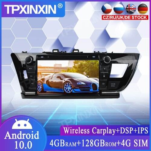 128G Android 10 For Toyota Corolla 2014-2016 Left Car Multimedia Player GPS Navigation Headunit Radio Audio Stereo Tape Recorder