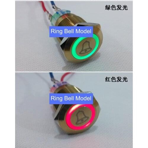 19mm IP67 waterproof Metal button switch, self-return 12V 24V 110V 220V optional, ring bell Model