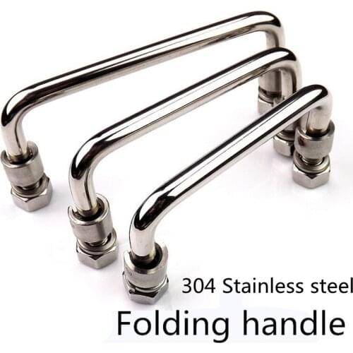 304 Stainless folding Handle 90mm100mm120mm Industrial Toolbox spring Knobs flexible suitcases Equipment cabinet hardware