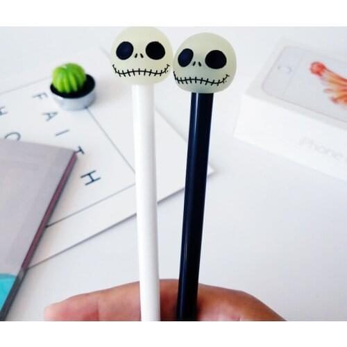 36PCS/lot South Korea Creative Cute Students Signing Pen 0.5mm Ball Pen Cartoon Night Light Skeleton Gel Pen Kawaii Stationery