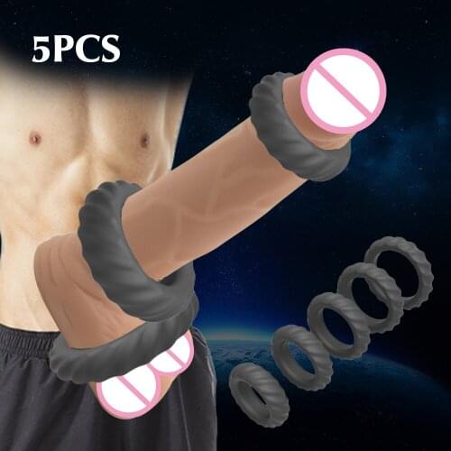 5 Pcs/set Soft Silicone Cock Ring Sex Shop Delayed Ejaculation Adult Products High Elastic Penis Ring Erotic Sex Toys for Man