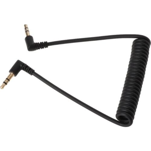 90 Degree Right Angled 3.5mm Jack Male To Male Spring Stereo Car AUX Cable