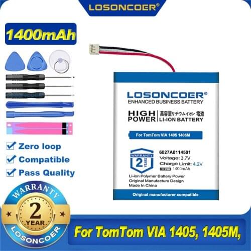 LOSONCOER 1400mAh 6027A0114501, KL1 Battery For TomTom VIA 1405, 1405M, 1405T, 1435T, 1435TM, 1505, 1505M, 1505T, 1535T