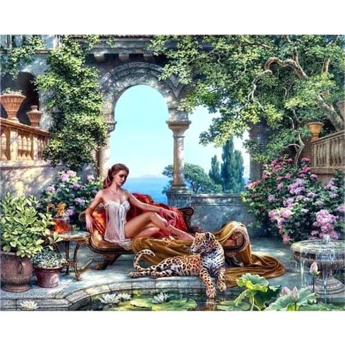 5D DIY Diamond embroidery sexy girl and leopard full square diamond painting Cross Stitch Rhinestone home decoration
