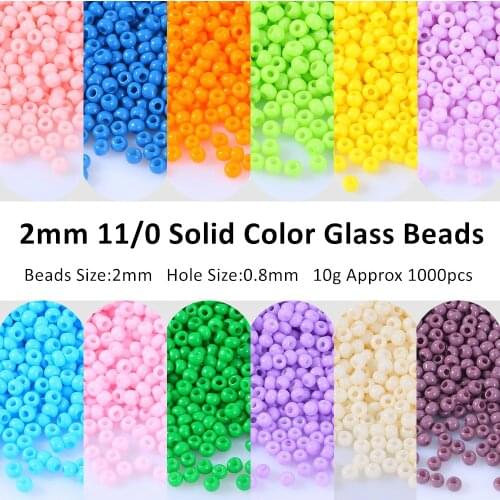 2mm 11/0 Solid Colors Glass Seed Beads Spacer Czech Bead Diy Charm For Jewelry Making Fitting Garment Sewing Accessories 1000pcs