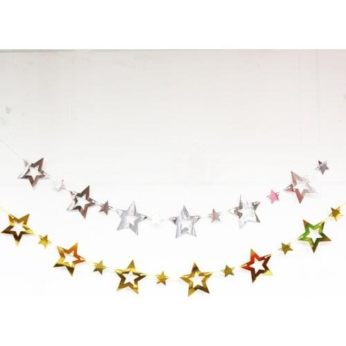 Paper Garland Star Shape String Banners Baby Shower Girls Bunting Hanging Paper Happy Birthday Wedding Party Home Decoration