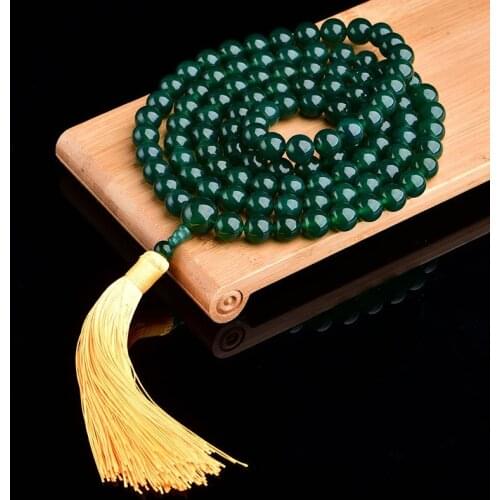 Handmade Tibetan Mala Buddhist Green Tara Prayer Beads Tibetan 108 Beads Mala Buddhist Prayer Rosary Beads