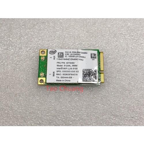FOR Lenovo G450L G430A Y450 Y430 Intel WiFi Link 5100 512AN-MMW 300Mbps Mini PCI-E 2.4G&5G 802.11abgn network card FRU 43Y6493