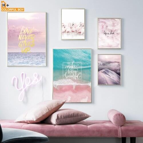 Flamingo Seascape Canvas Painting Wall Art Print Nordic Style Kids Decoration Posters And Prints Animal Wall Pictures Bedroom