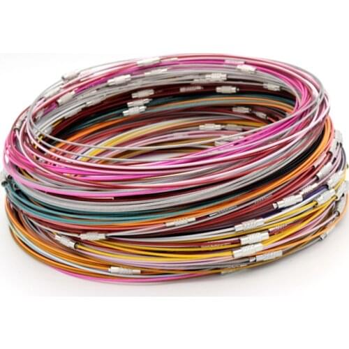Hot Sale 20pcs/lot 18" Steel Wire Cable Cord 1mm Rope Chain Choker Necklace Jewelry DIY Cords Findings Multi Colors