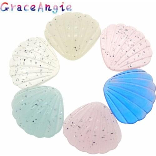 GraceAngie 12pcs/pack Mini Flashing Flat Shell Style Marine Wind Mediterranean Series Decorative Accessories For Lady Craft