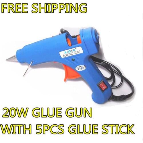 Art Craft Repair Tool 20W Electric Heating glue gun +5pcs 7mm*190mm glue stick 110v-220v hot melt gun free shipping
