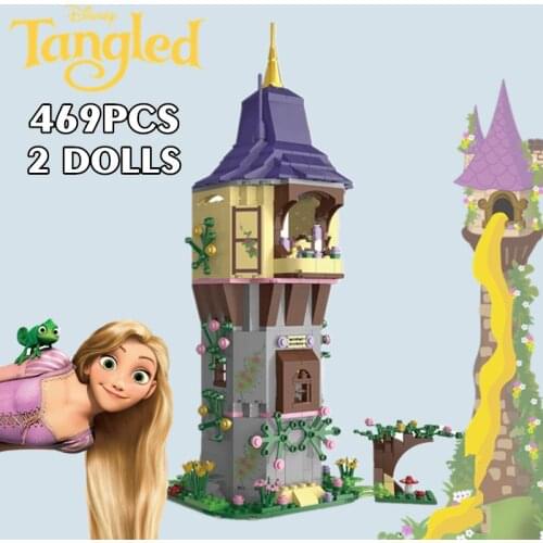 New 469PCS Disney Princess Castle Rapunzels Tower Tangled Friends Building Blocks Bricks Childrens Birthday Toy Gift Kid Girls