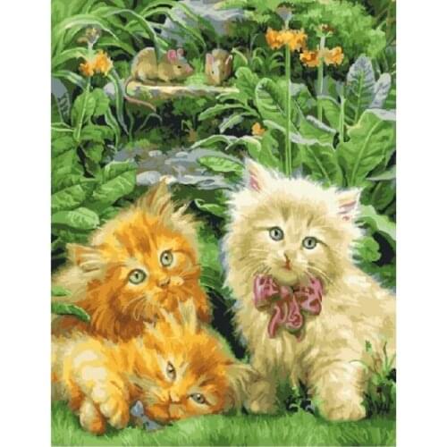 Kittens Frameless wall pictures for living room acrylic oil painting by numbers drawing gift decoration pictures
