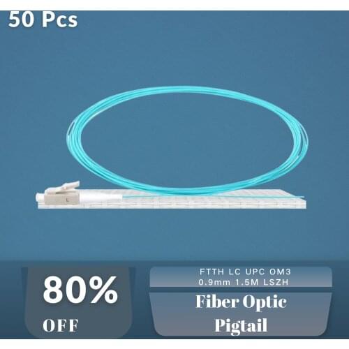 LC UPC Multimode Fiber Optic Pigtail Simplex OM3 9/125 0.9mm 1.5M LSZH Patch Cord 50PCS
