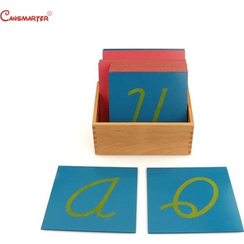 Montessori Language Sandpaper Letters with Box Wooden Learning Teaching Toys Kids Montessori Students Toy Home Preschool