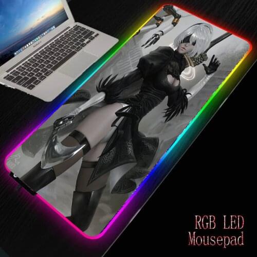 MRGBEST YoRHa 2B with Sword Extra Large Mouse Pad Gamer Computer Big Mouse Mat Locking Edge Speed Mousepad Keyboard Desk Mat