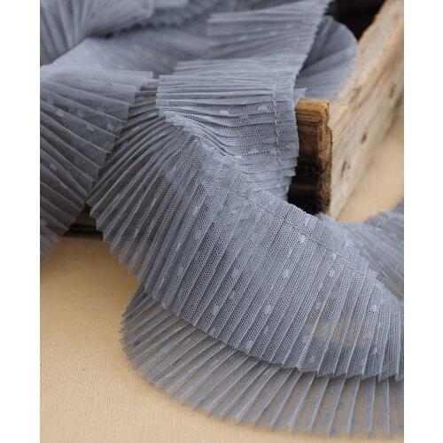 Soft Tulle Ruffled Lace Trim Airy pleated polka dots Lace Collar Cuffs Trim Ribbon Wedding Dress Sewing Supplies 3 Yards