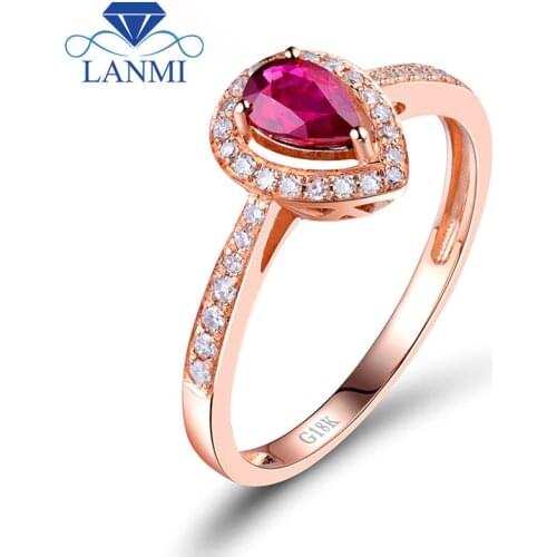 NEW Romantic Design!! Pear 4x6mm Tourmaline With Brilliant Dia In Solid 18kt Rose Gold Ring WU248