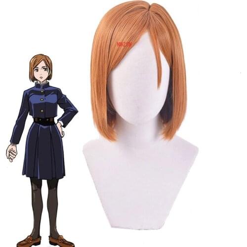 Anime Jujutsu Kaisen Cosplay Nobara Kugisa Wig Jujutsu Kaisen Nobara Kugisaki Costume Role Play Wig + Hairnet