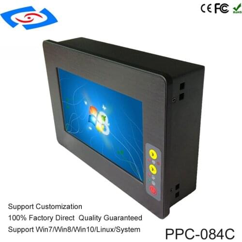 Support Win7/8/10/XP 32Bits OEM OS 8.4 inch Cheap Price Touch Screen Industrial Panel PC With PCIE Black Case Optional Silver