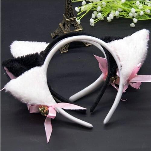 Halloween Cat Fox Fluffy Devil Ears Bells Headband Costume Fancy Dress Anime Neko Cosplay Hair Band Christmas pferformance l4488