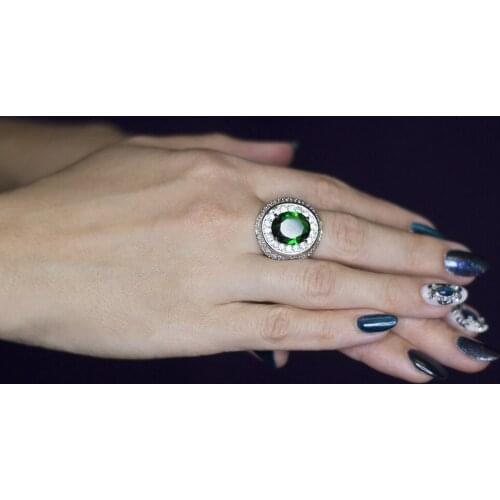 Luxury 2021 Big Ring With Champagne And Green Oval Cut Cubic Zirconia Crystal Bague Femme Colorful Jewelry Party Rings