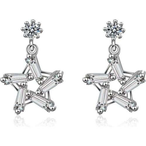 Everoyal Luxury Lady Silver 925 Earrings For Women Accessories Fashion Gold Zircon Star Stud Earrings Girls Birthday Jewelry