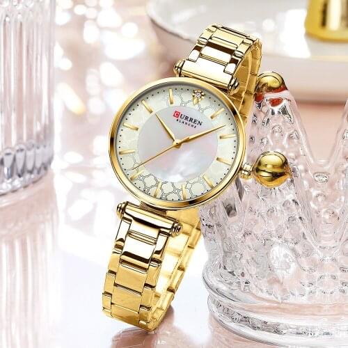 Luxury Gold Women Quartz Watches Fashion Stainless Steel CURREN Elegant Analog Quartzs Clock Ladies Brand Watch Reloj Mujer 9072