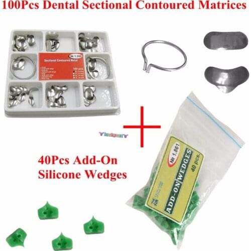 Dental 100Pcs Sectional Contoured Matrices Matrix Ring Delta1.398 + 40pc Add-On Wedges NO.1.861