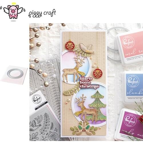 Piggy Craft metal cutting dies cut die mold Diagonal Stitched Circles Scrapbook paper craft knife mould blade punch stencils die