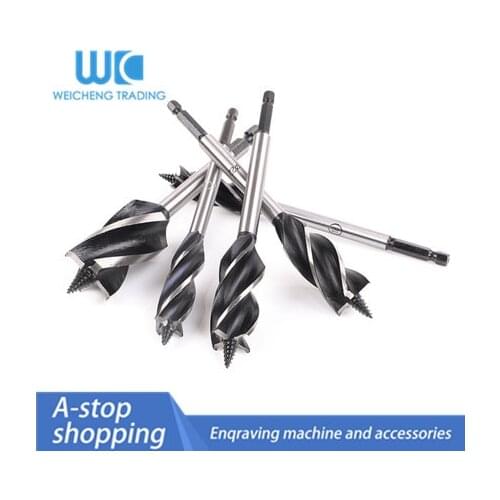 10x165mm Lengthened Woodworking Drill Bit Deep Hole Twist Drill Hex Handle Four-slot Four-blade Wood Door Lock Hole Opener