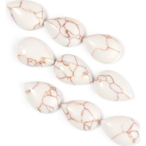 Xinyao 20Pcs Water Drop Stone White Turquoise Cabochon Tray Pendant Accessories for DIY Jewelry Making
